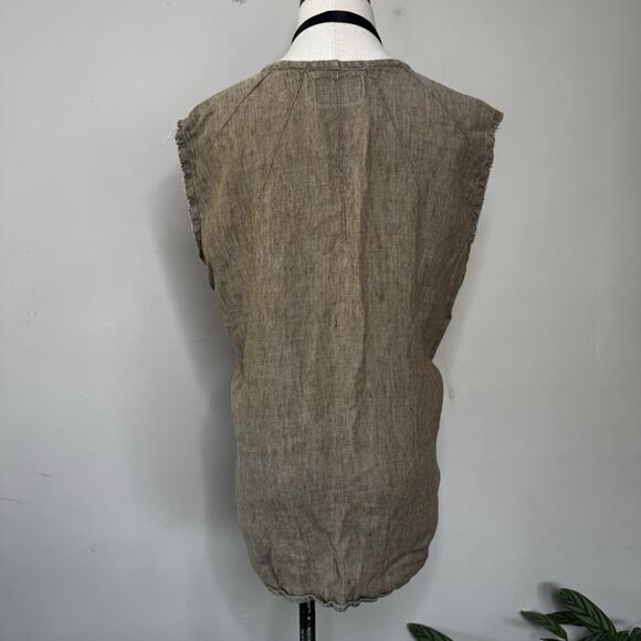 Vintage FLAX Earthy Oversized Linen Blouse Textured Top Boho Cleangirl Indie M - Picture 4 of 5